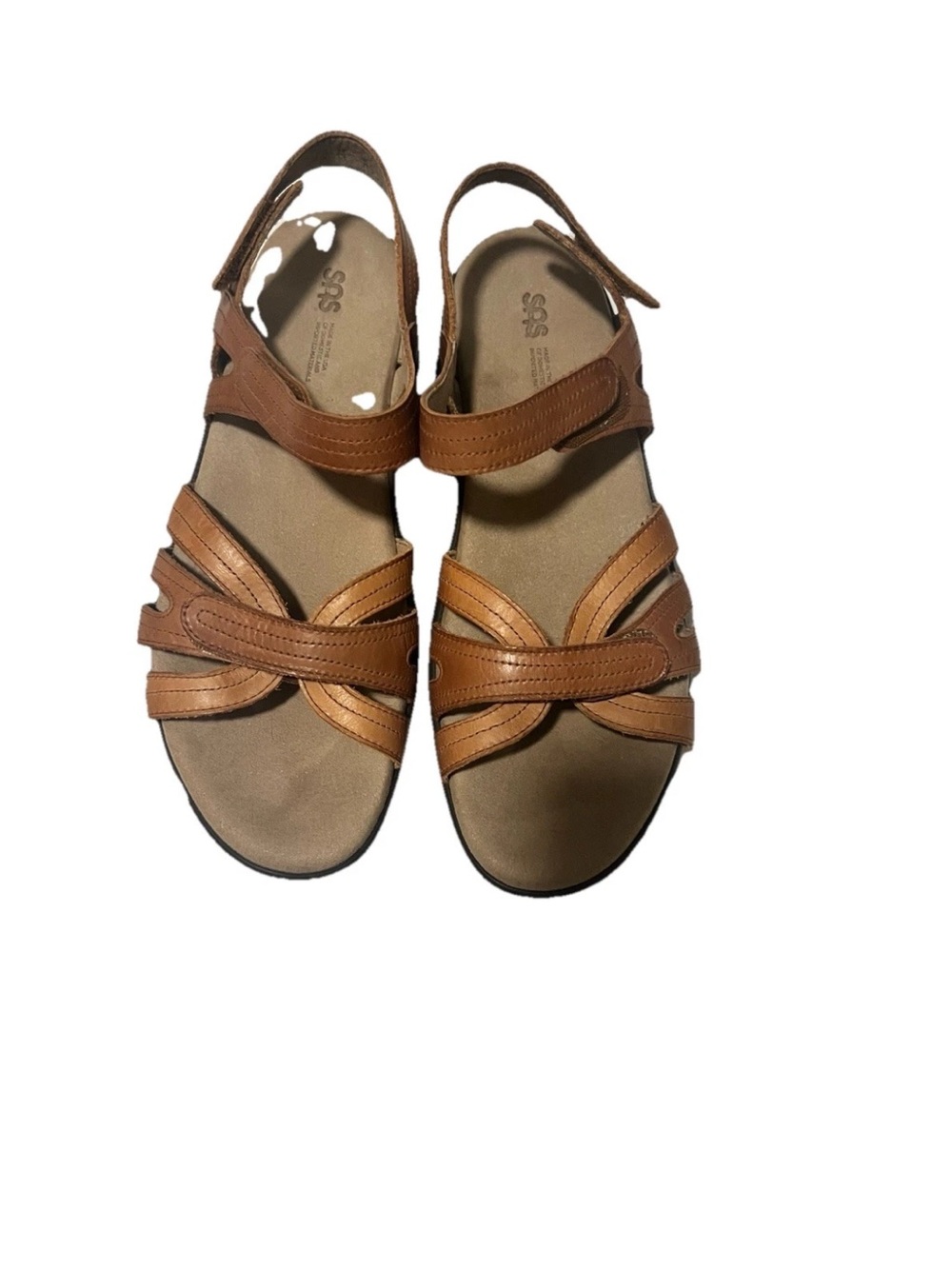 SAS Women's Brown Leather Strappy Comfort Sandals SZ 10